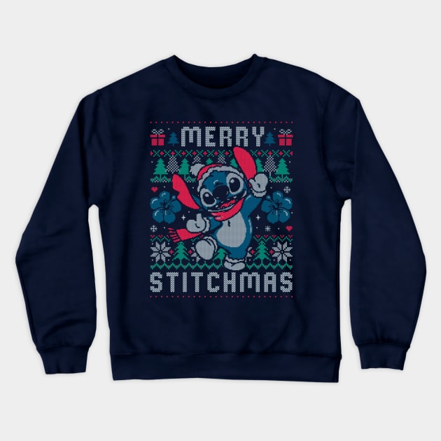 Merry Stitchmas Funny Cute Christmas Gift Crewneck Sweatshirt by eduely